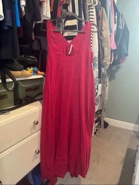 Anthropologie Sleeveless Magenta Maxi Dress with Scoop Back